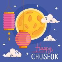 Happy chuseok card with moon vector