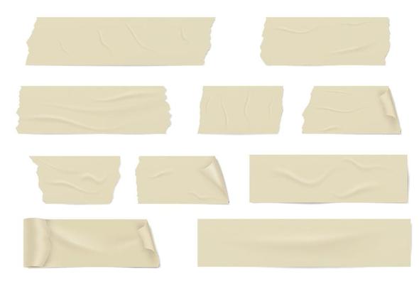 Slices of a adhesive tape with shadow and wrinkles.