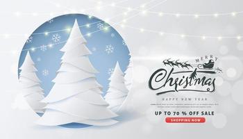 Happy New Year and Merry Christmas sale banner poster template vector