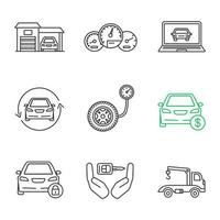 Auto workshop linear icons set vector
