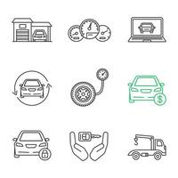 Auto workshop linear icons set vector