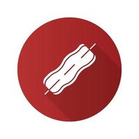 Bacon strip on skewer flat design long shadow glyph icon vector