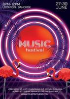 music festival poster neon light vector