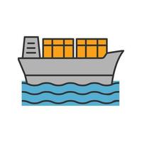 Cargo ship color icon. Tanker. Container vessel. Isolated vector illustration