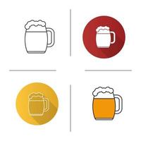 Beer mug icon. Flat design, linear and color styles. Ale. Isolated vector illustrations
