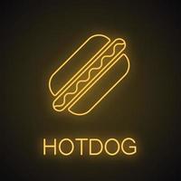 icono de luz de neón de hot dog americano vector