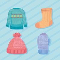 four knitting icons vector
