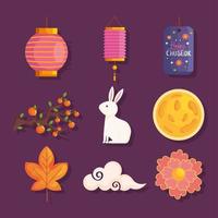 feliz colección de símbolos chuseok vector