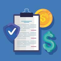 Document with insurance icon set vector