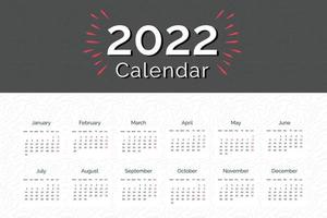 Plantilla de calendario 2022 para empresas. planificador de calendario de año nuevo a partir del lunes vector