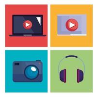 video production icon set vector