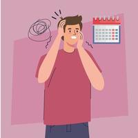 stressed man with calendar vector