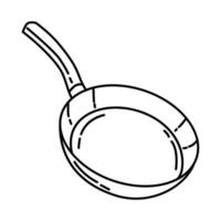 Frying Pan Icon. Doodle Hand Drawn or Outline Icon Style