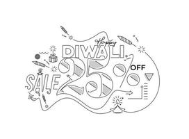 banner de venta de descuento feliz diwali, ilustración vectorial. vector