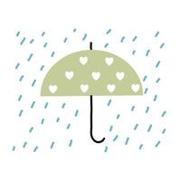 paraguas bajo la lluvia vector de dibujos animados dibujados a mano