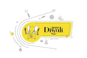 Feliz tarjeta de felicitación del festival hindú de diwali, ilustración vectorial. vector