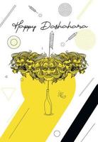 Abstract Rocket firecrackers in a pot with Ravana ten heads with text Happy Dussehra - Poster Banner Vector Design.