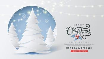 Happy New Year and Merry Christmas sale banner poster template vector