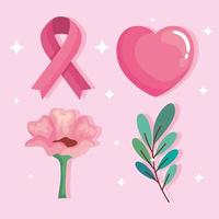 breast cancer icons vector