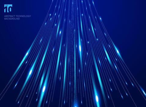 Abstract hight speed movement laser lines pattern and motion blur on dark blue background technology concept. vector
