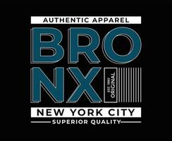 Gráficos de camiseta de vector de tipografía de bronx para imprimir