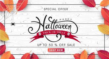 plantilla de banner de publicidad de promoción de venta de feliz halloween vector