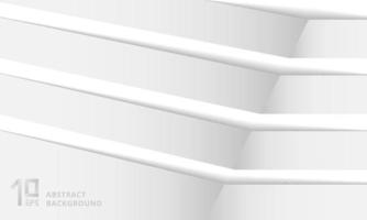 Abstract striped white band structure corner background with shadow. vector