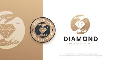 brillante sosteniendo el logo de piedras de diamante vector