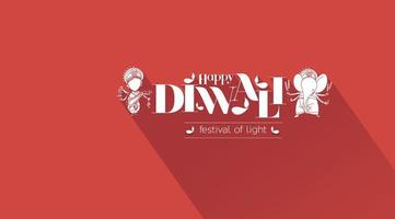 Feliz tarjeta de felicitación del festival hindú de diwali, ilustración vectorial. vector