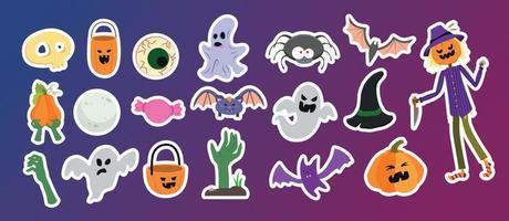 un gran conjunto de pegatinas vectoriales para halloween vector