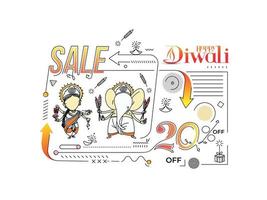 Happy Diwali Sale Banner Poster, Vector illustration.