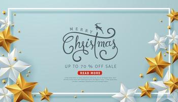 Happy New Year and Merry Christmas sale banner poster template vector