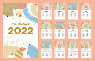 Plantilla de calendario 2022 en tema botánico vector