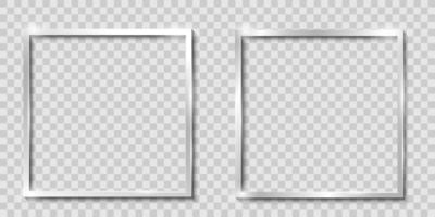 Frames isolated, realistic square metal,silver frames mockup, vector set