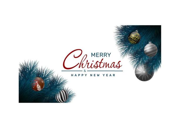 Elegant christmas background with branches and christmas balls