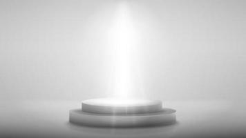 White scene with gray podium with lighting of spotlights vector