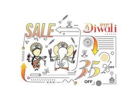 cartel de banner de venta de feliz diwali, ilustración vectorial. vector