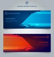 Set of abstract template technology web banner geometric red and blue color shiny motion background with lighting effect. vector