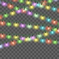 luces navideñas brillantes, juego de guirnaldas navideñas de colores, decoraciones festivas vector