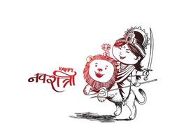 Happy Durga Puja Subh Navratri festival India holiday background, Hand Drawn Cartoon Sketch Vector illustration.