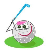divertido personaje de bola feliz jugando al golf vector