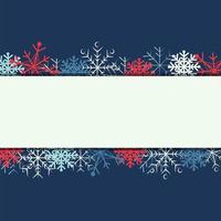 Winter border with snowflake and space for text. Christmas card on blue background. Vector illustration.