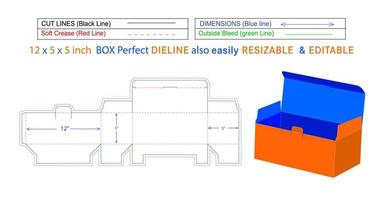 caja de mascarilla quirúrgica de gran tamaño dieline y caja 3d archivo vectorial caja de 12 x 5 x 5 pulgadas dieline también redimensionable y editable vector