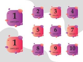 Day left, countdown, timer, count, gradation design, gradient icon, 3d notification vector