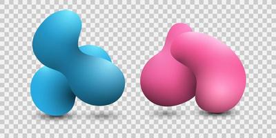 Dynamic fluid blobs, gradient blue and pink liquid spots vector