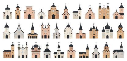 Big set of Church icon. Flat set of church vector icons for web design.