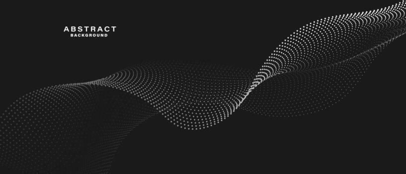 Black abstract background with wavy smooth lines. vector
