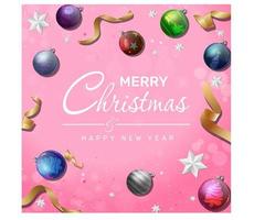 Elegant christmas background with branches and christmas balls vector