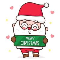 Cute Santa calus cartoon with Christmas label X mas vector