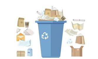 Environmentalism paper waste sorting flat style illustration vector
